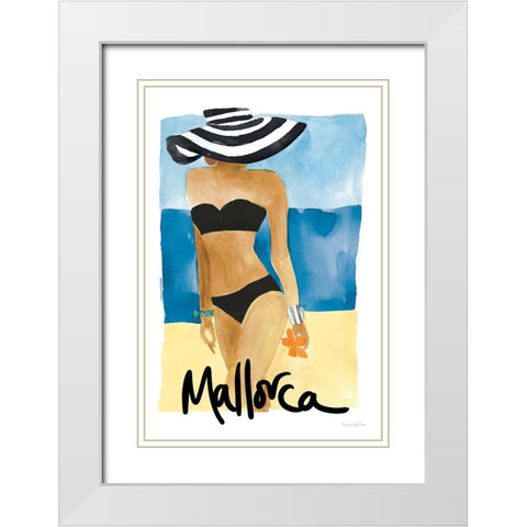 Mallorca Girl White Modern Wood Framed Art Print with Double Matting by Charro, Mercedes Lopez
