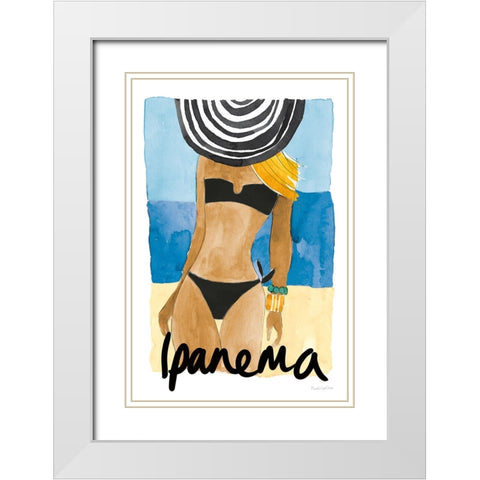 Ipanema Girl White Modern Wood Framed Art Print with Double Matting by Charro, Mercedes Lopez