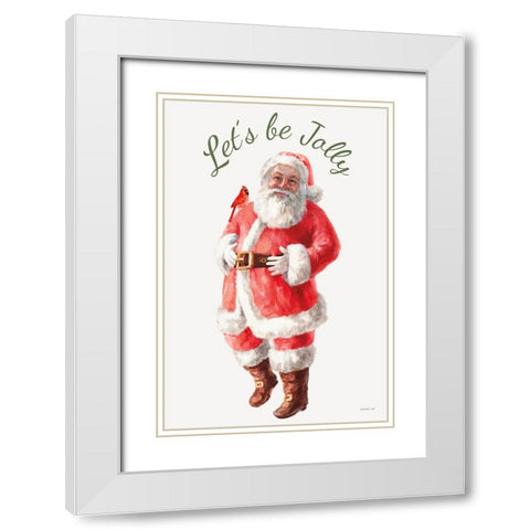 Jolly Santa White Modern Wood Framed Art Print with Double Matting by Nai, Danhui