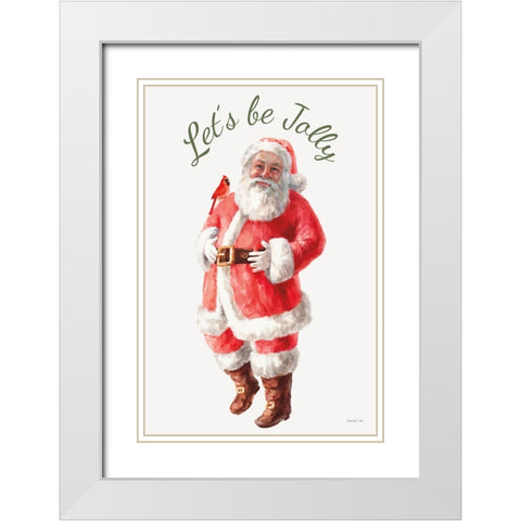 Jolly Santa White Modern Wood Framed Art Print with Double Matting by Nai, Danhui