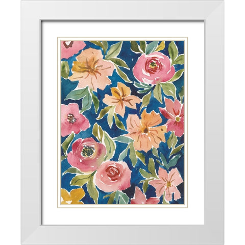 Flower Patch V White Modern Wood Framed Art Print with Double Matting by Warrick, Cheryl