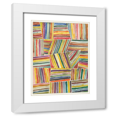 Stripes I White Modern Wood Framed Art Print with Double Matting by Warrick, Cheryl