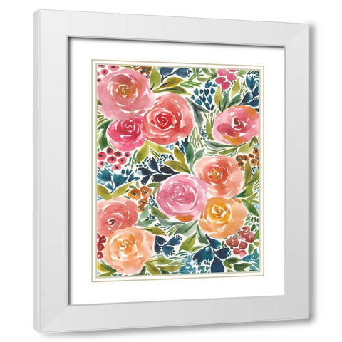 Garden Bliss III White Modern Wood Framed Art Print with Double Matting by Warrick, Cheryl