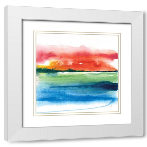 Jewel Waterway II White Modern Wood Framed Art Print with Double Matting by Paschke, Chris