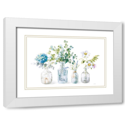 Beach Flowers I no coral White Modern Wood Framed Art Print with Double Matting by Nai, Danhui