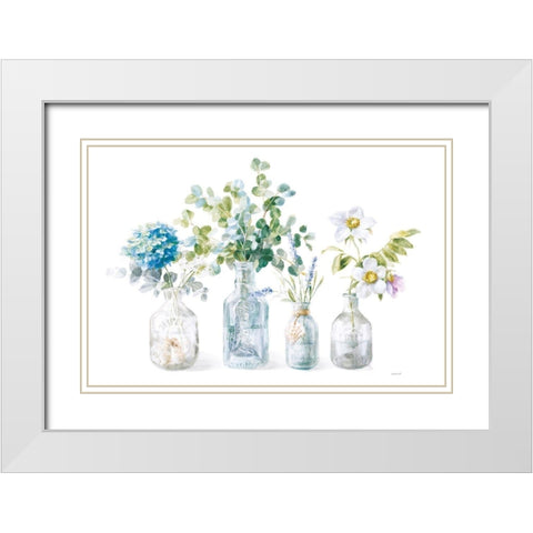 Beach Flowers I no coral White Modern Wood Framed Art Print with Double Matting by Nai, Danhui
