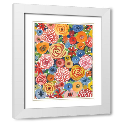 Petal Play II White Modern Wood Framed Art Print with Double Matting by Warrick, Cheryl