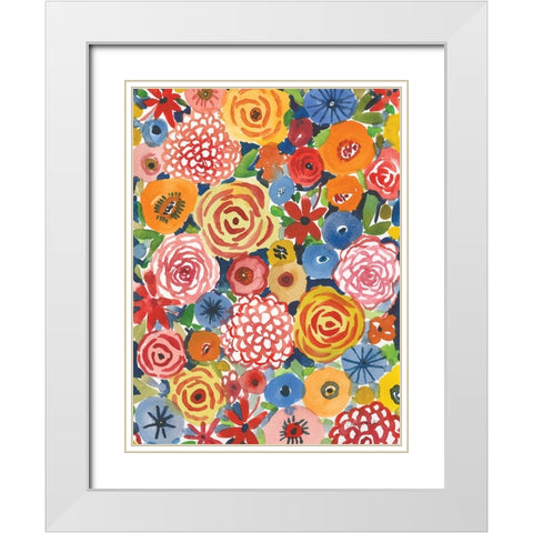 Petal Play II White Modern Wood Framed Art Print with Double Matting by Warrick, Cheryl