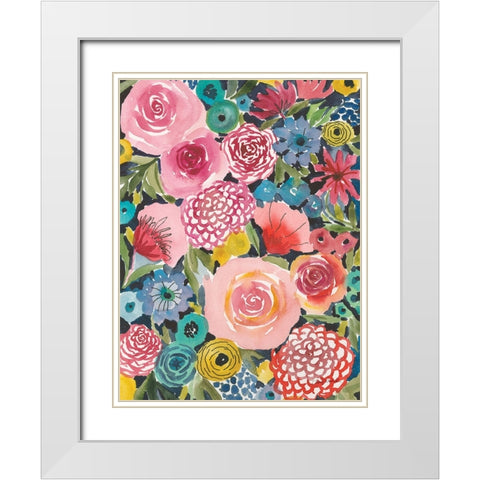 Petal Play IV White Modern Wood Framed Art Print with Double Matting by Warrick, Cheryl