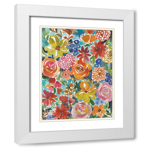 Petal Play V White Modern Wood Framed Art Print with Double Matting by Warrick, Cheryl