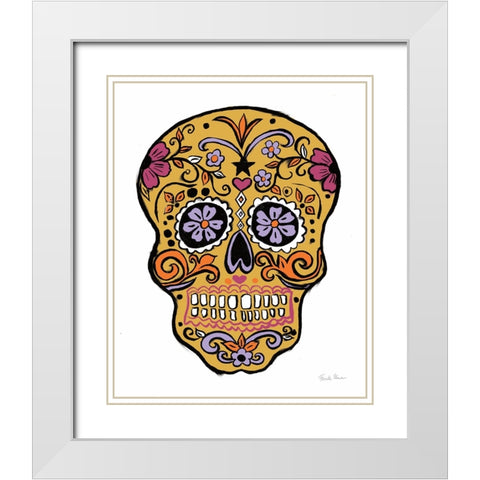 Homage to Frida V Marigold White Modern Wood Framed Art Print with Double Matting by Zaman, Farida