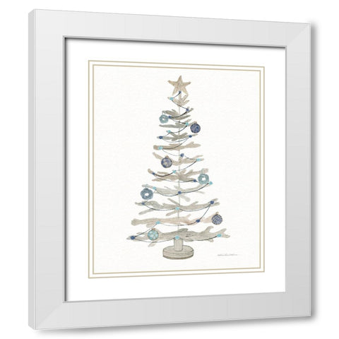 Decorative Coastal Holiday Tree II White Modern Wood Framed Art Print with Double Matting by McKenna, Kathleen Parr