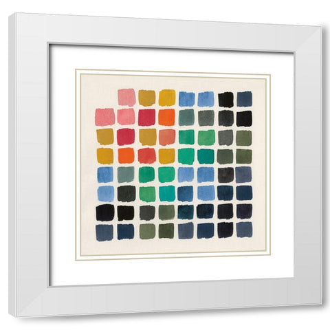 Retro Color Chart White Modern Wood Framed Art Print with Double Matting by Wild Apple Portfolio