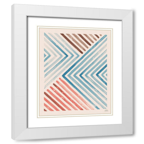 Red and Blue Sunset I White Modern Wood Framed Art Print with Double Matting by Marshall, Laura