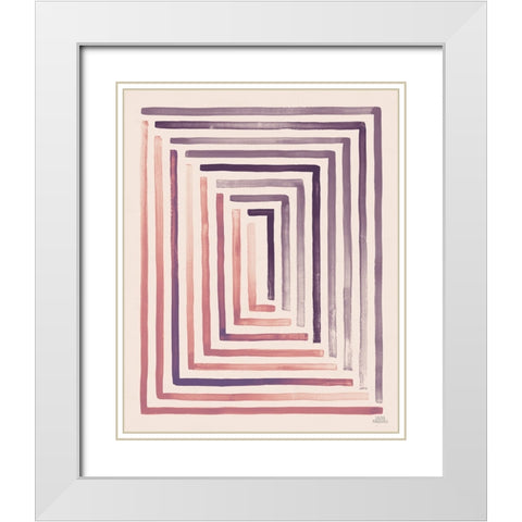 Red and Blue Sunset II White Modern Wood Framed Art Print with Double Matting by Marshall, Laura