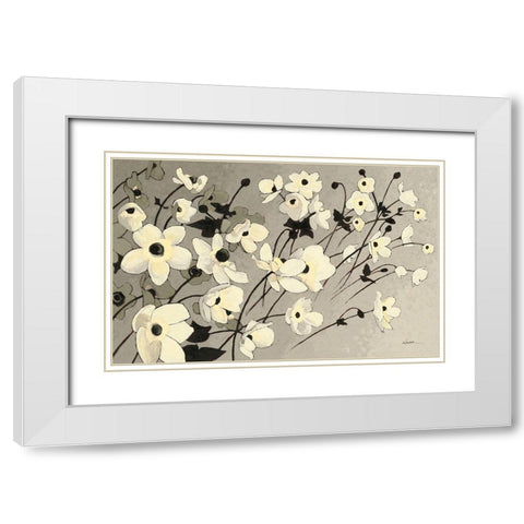 Anemones Japonaises Gray White Modern Wood Framed Art Print with Double Matting by Novak, Shirley