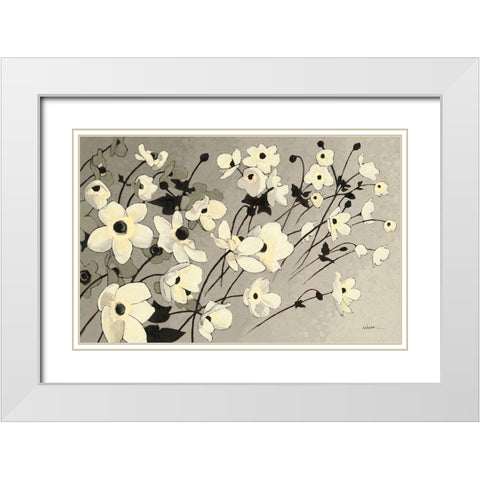 Anemones Japonaises Gray White Modern Wood Framed Art Print with Double Matting by Novak, Shirley