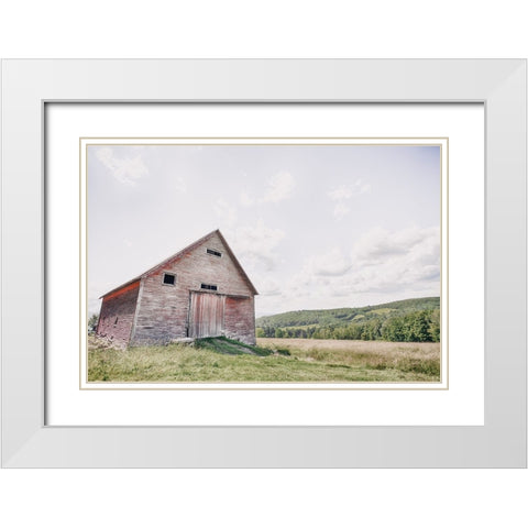 Barn With a View White Modern Wood Framed Art Print with Double Matting by Larson, Nathan