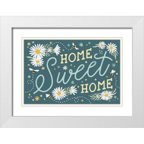 Daisy Garden I White Modern Wood Framed Art Print with Double Matting by Marshall, Laura