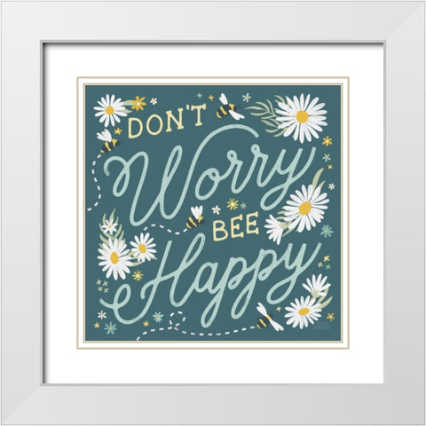 Daisy Garden II White Modern Wood Framed Art Print with Double Matting by Marshall, Laura