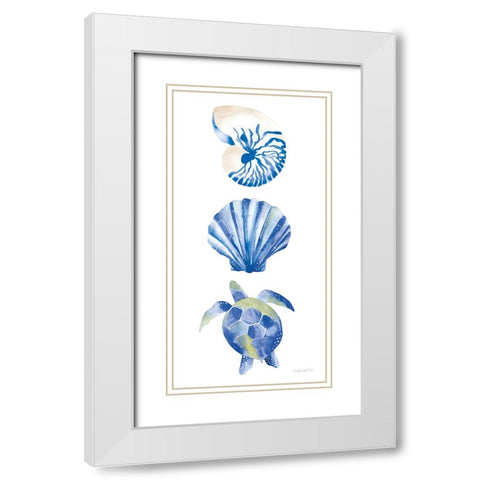 Salty Waves Shells White Modern Wood Framed Art Print with Double Matting by Charro, Mercedes Lopez