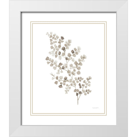 Maidenhair Fern Khaki White Modern Wood Framed Art Print with Double Matting by Charro, Mercedes Lopez