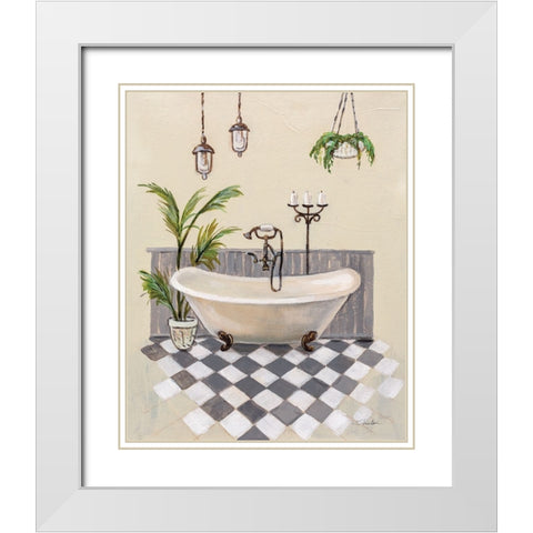 Gray Cottage Bathroom I White Modern Wood Framed Art Print with Double Matting by Vassileva, Silvia