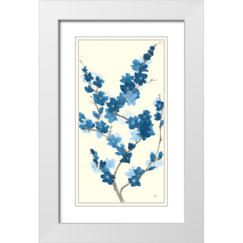 Blue Branch II v2 Crop White Modern Wood Framed Art Print with Double Matting by Paschke, Chris
