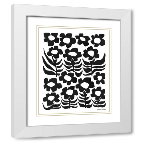 Flower Power III BW White Modern Wood Framed Art Print with Double Matting by Gallagher, Megan