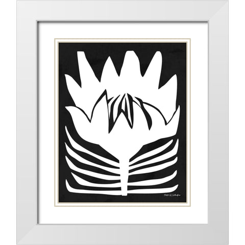 Flower Power II WB White Modern Wood Framed Art Print with Double Matting by Gallagher, Megan