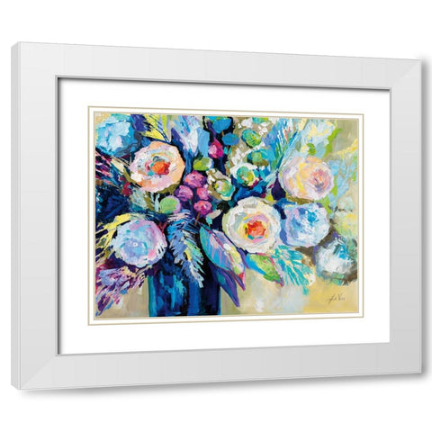 Garden Blues White Modern Wood Framed Art Print with Double Matting by Vertentes, Jeanette