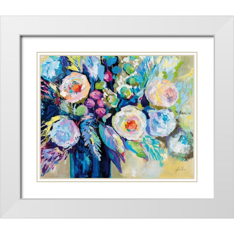 Garden Blues White Modern Wood Framed Art Print with Double Matting by Vertentes, Jeanette