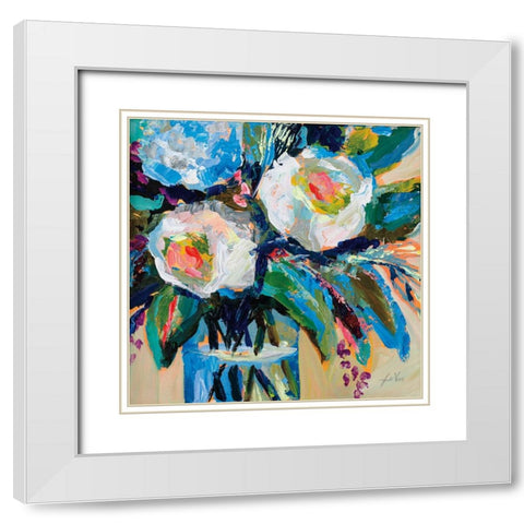 Wall Flowers White Modern Wood Framed Art Print with Double Matting by Vertentes, Jeanette