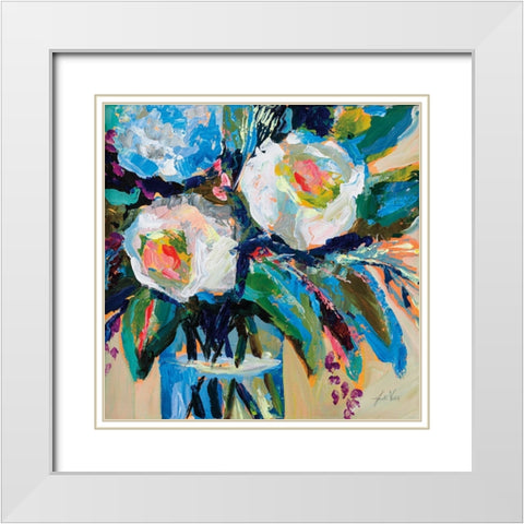 Wall Flowers White Modern Wood Framed Art Print with Double Matting by Vertentes, Jeanette