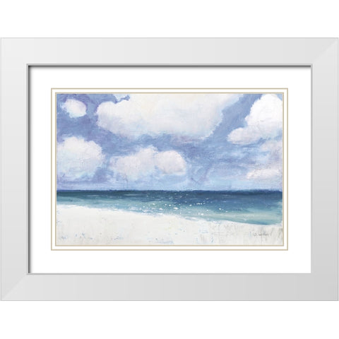Seascape IV Blue Crop White Modern Wood Framed Art Print with Double Matting by Wiens, James