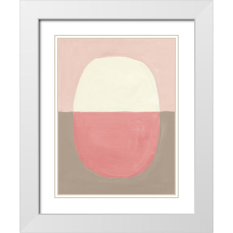 Encapsulate II Pink White Modern Wood Framed Art Print with Double Matting by Nai, Danhui