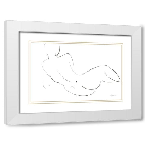 Nude Sketch III v2 White Modern Wood Framed Art Print with Double Matting by Hristova, Albena