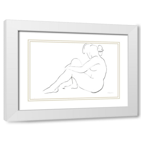 Nude Sketch IV v2 White Modern Wood Framed Art Print with Double Matting by Hristova, Albena