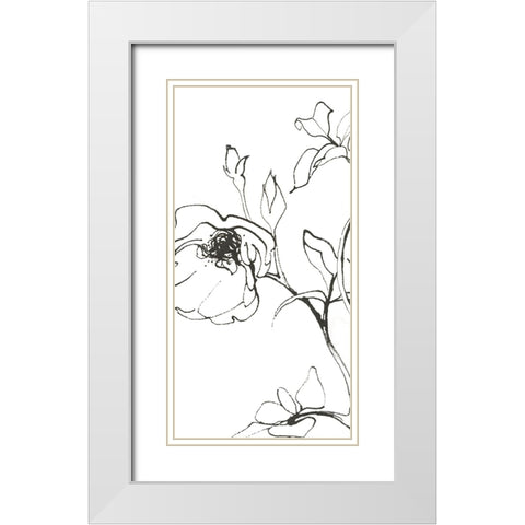 Sketch of Roses Panel I White Modern Wood Framed Art Print with Double Matting by Novak, Shirley