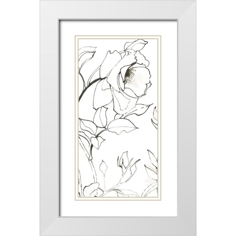 Sketch of Roses Panel II White Modern Wood Framed Art Print with Double Matting by Novak, Shirley
