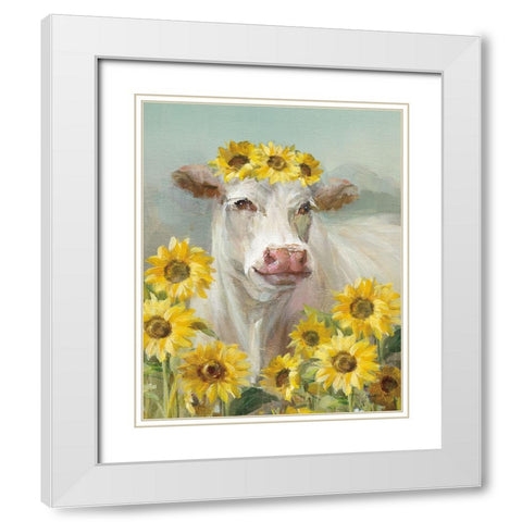 A Cow in a Crown II White Modern Wood Framed Art Print with Double Matting by Nai, Danhui