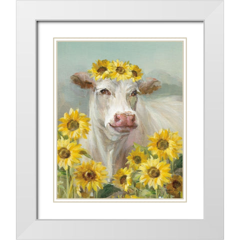 A Cow in a Crown II White Modern Wood Framed Art Print with Double Matting by Nai, Danhui