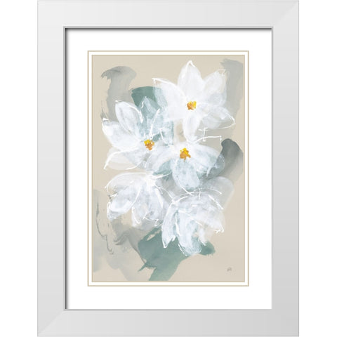 Narcissus I White Modern Wood Framed Art Print with Double Matting by Paschke, Chris