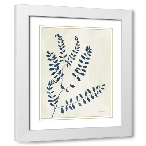 Simple Nature I Indigo Cream White Modern Wood Framed Art Print with Double Matting by Nai, Danhui