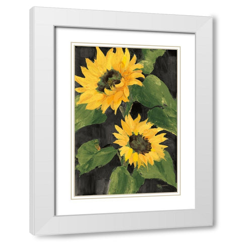 Sunny Blooms on Black White Modern Wood Framed Art Print with Double Matting by Hristova, Albena