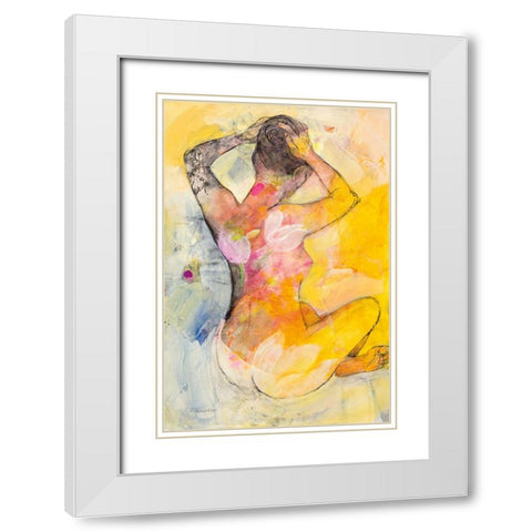 Floral Figures I White Modern Wood Framed Art Print with Double Matting by Hristova, Albena