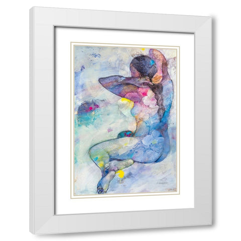 Floral Figures IV White Modern Wood Framed Art Print with Double Matting by Hristova, Albena