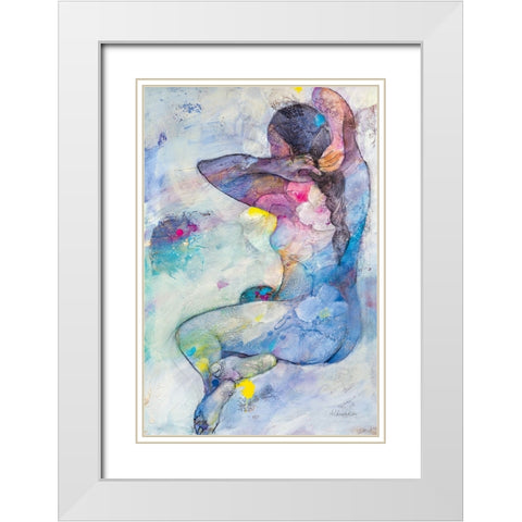 Floral Figures IV White Modern Wood Framed Art Print with Double Matting by Hristova, Albena