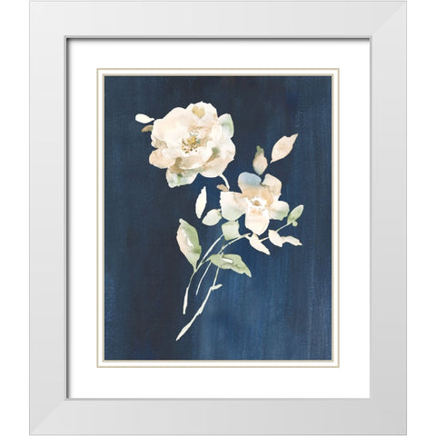 White Florals of Summer IV White Modern Wood Framed Art Print with Double Matting by Nai, Danhui