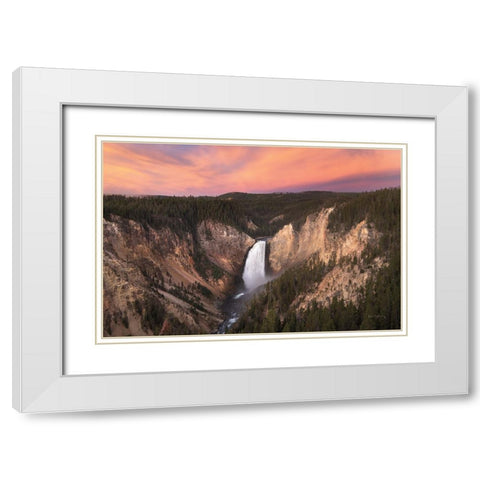 Lower Falls of the Yellowstone River I White Modern Wood Framed Art Print with Double Matting by Majchrowicz, Alan